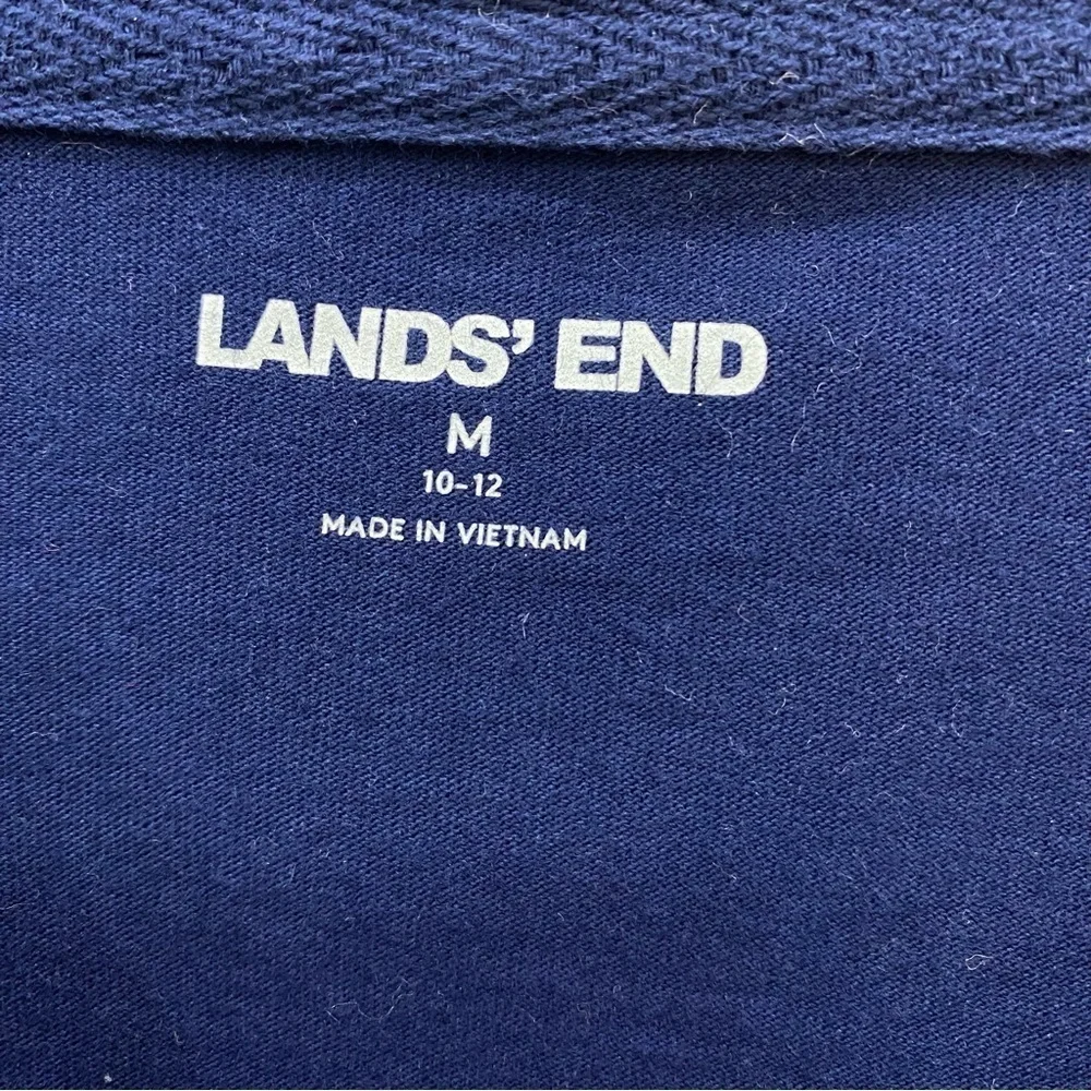 Lands End half zip hoodie swim cover-up navy cotton tunic dress Sz Medium